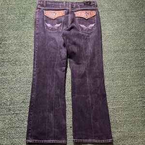 Robin's Jean Jeans Mens 40x31 Blue Dark Wash Denim Straight Embroidered Pockets